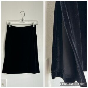 Vintage 90s Y2K Black Velvet Skirt Stretchy Goth Whimsigoth Slit